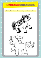This page has been prepared to improve children's drawing and coloring activities with unicorns.