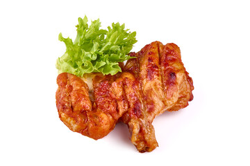 Roasted Buffalo chicken, barbecue dishes, isolated on white background.