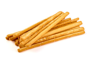 Cheese stick, Breadsticks with sesame, isolated on white background.