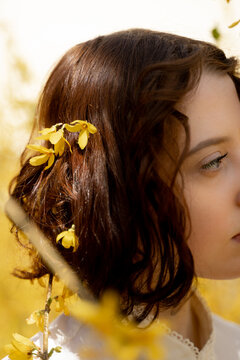 Forsythia On Curly Hair