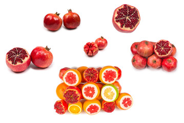 Sweet pomegranate isolated on white background.