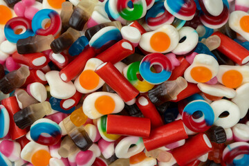 Tasty mix of jelly colorful candies.
