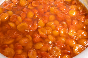 Apricot jam. Apricots in their own juice in the form of jam