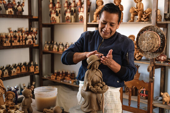 Artisan working with clay