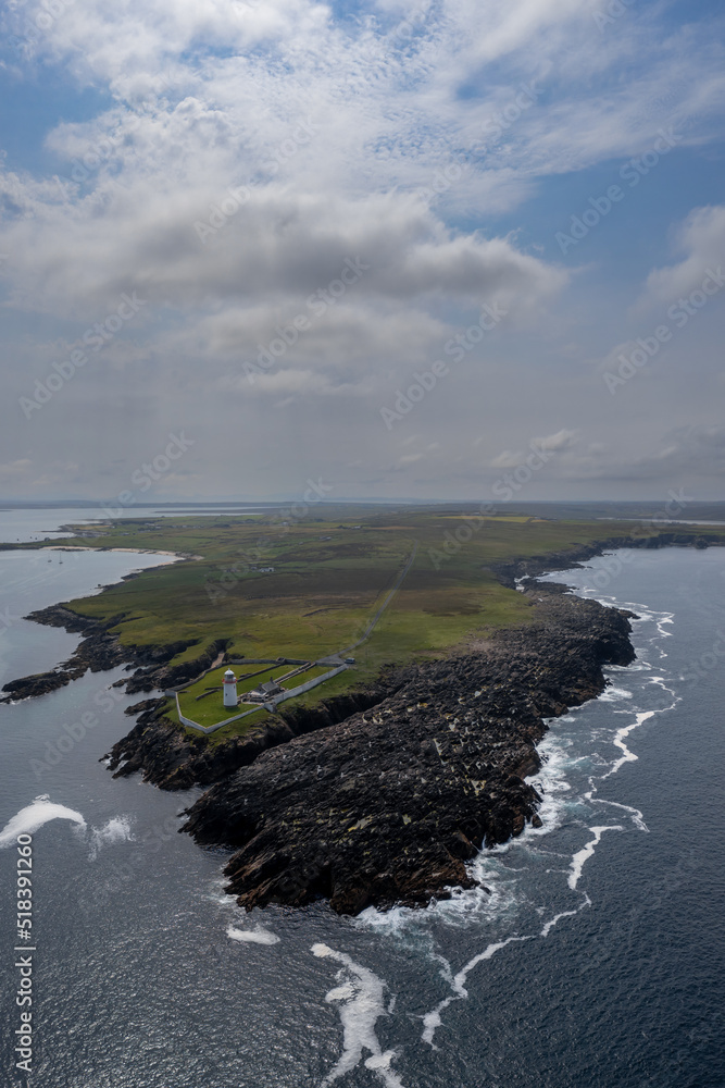 Sticker drone panorama landscape of Boradhaven Bay and the hsitoric Broadhaven Lighthouse on Gubbacashel Point