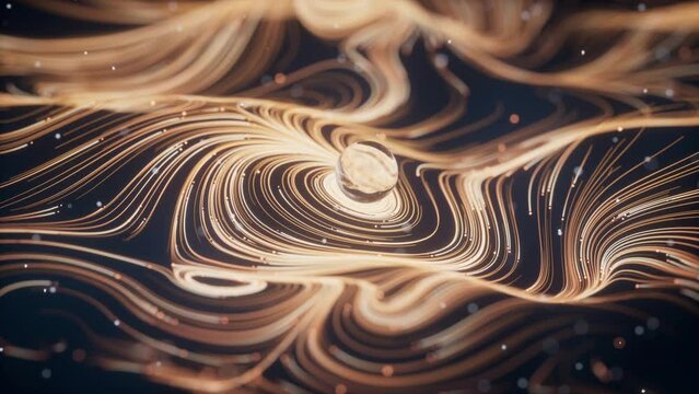 Wave particles lines with swirling pattern, 3d rendering. - Powered by Adobe