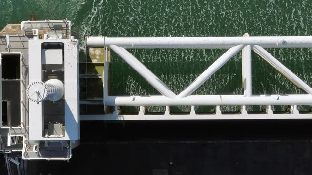 Close Up View of a Storm Surge Barrier Aerial View