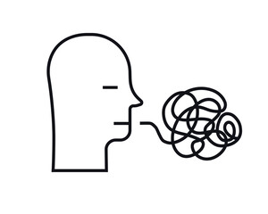 Person talking nonsense speech. Poor communication, unclear explanations, not understanding, confused speech, gossip, hard speaking, abusing talk, depression, stress discussion, anxiety. 10 eps