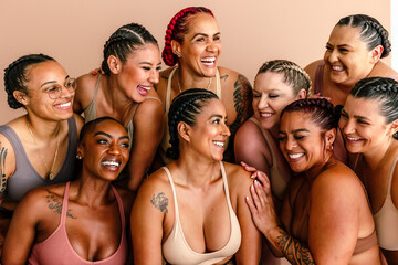 Happy females wearing skivvies