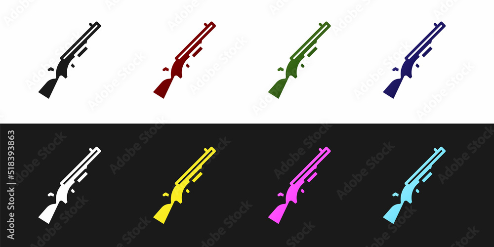 Wall mural Set Shotgun icon isolated on black and white background. Hunting gun. Vector