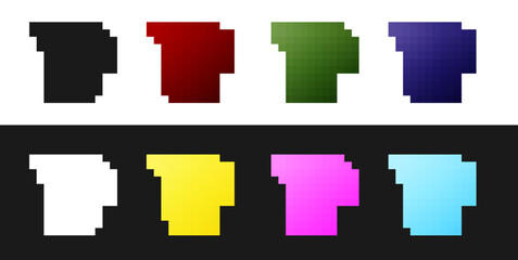 Set Measuring cup to measure dry and liquid food icon isolated on black and white background. Plastic graduated beaker with handle. Vector