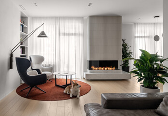 Apartment in contemporary style with white walls