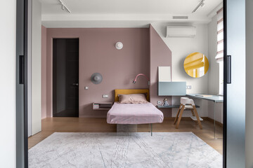 Child's room in contemporary style with colorful walls