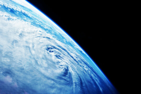Hurricane from space, on the surface of the Earth. Elements of this image furnished by NASA