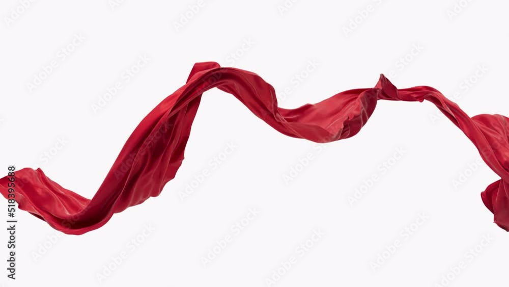 Poster flowing red wave cloth with alpha channel, 3d rendering.