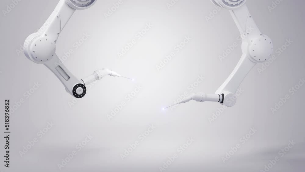 Poster mechanical arm with white background, 3d rendering.