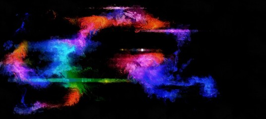 Abstract flowing digital fluid patterns in a painterly style - watercolor bright acrylic paint and ink styled cosmic space and bright abstract conceptual digital painting render