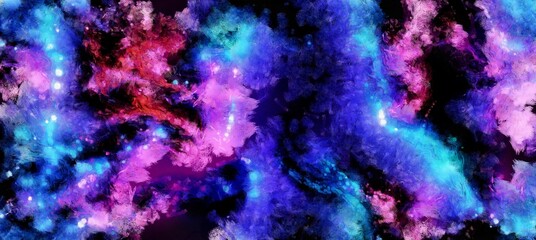 Abstract flowing digital fluid patterns in a painterly style - watercolor bright acrylic paint and ink styled cosmic space and bright abstract conceptual digital painting render