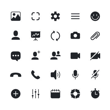 Videocall icon flat style set isolate on white background. UI interface video call. Vector 10 eps