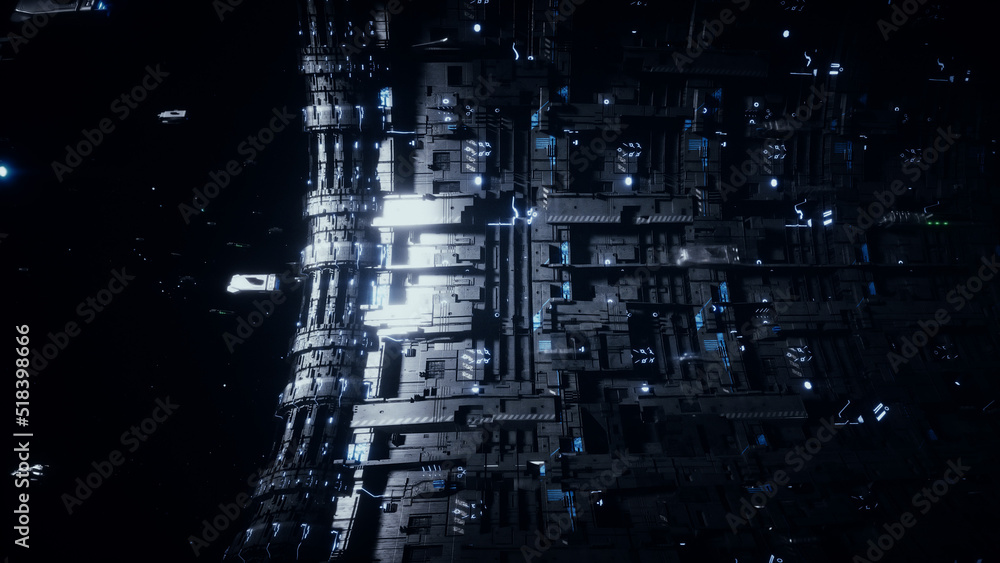 Canvas Prints space futuristic base with ships traffic. futuristic concept. 3d rendering.