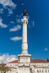 Fototapeta na wymiar Lisboa, Portugal. April 10, 2022: Rossio square and Pedro IV monument