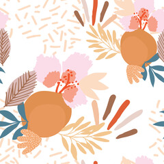 Abstract modern flower pattern in cheerful colors.