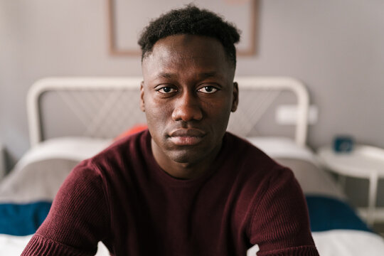 Serious black male looking at camera