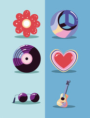 six flat hippies icons