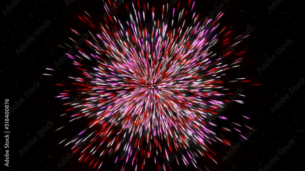Poster explosion of colorful 3d particles in festive style. motion. colorful balls with particles move in f