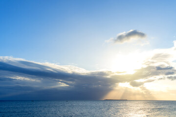 evening sunset morning sunrise over the open ocean