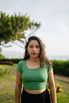 Young woman standing still