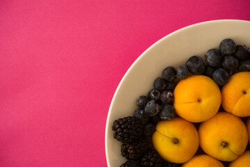 Naklejka na ściany i meble Delicious, sweet, juicy and ripe fruit with copy space.