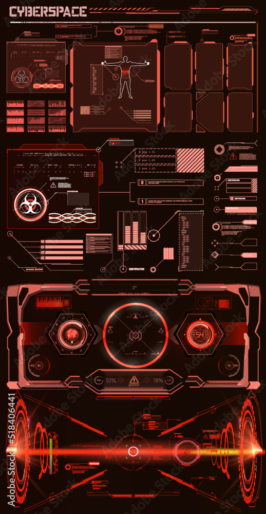Poster futuristic vector hud interface screen design. digital callouts titles. hud ui gui futuristic user i
