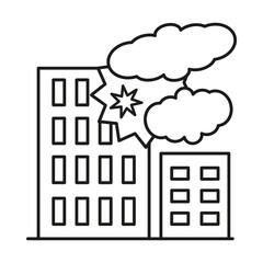 Bomb, building, destroyed concept line icon. Simple element illustration. Bomb, building, destroyed concept outline symbol design from war set. Can be used for web and mobile on white background