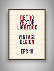 Retro poster vector lightbox, vintage billboard, poster, banner or bright signboard with changeable letters on grunge background. Illustration 10 eps