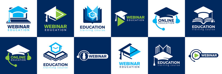 Vector logo of online webinar and education