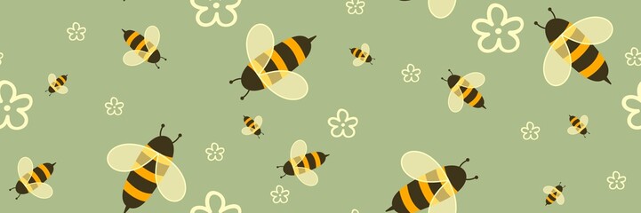 Kids seamless bee pattern for fabrics and packaging and gifts and cards and linens and wrapping paper