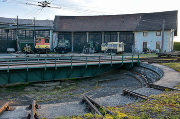 Drehscheibe, Siegmundsherberg, Schiene, Gleis, Auflagerung, Drehpunkt, Drehscheibenbrücke,...