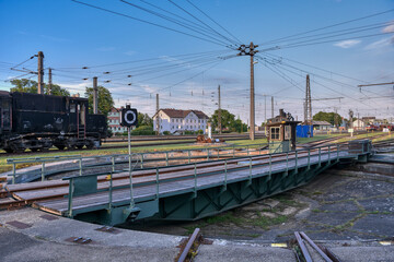 Drehscheibe, Siegmundsherberg, Schiene, Gleis, Auflagerung, Drehpunkt, Drehscheibenbrücke,...