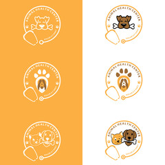 Pet shop logo template. label design elements for pet shop, zoo shop, pets care and goods for animals.