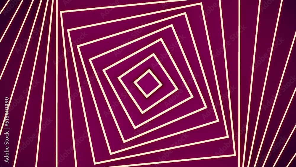 Poster hypnotic mirror spiral of squares. motion. geometric spiral of square lines. simple spiral with mirr