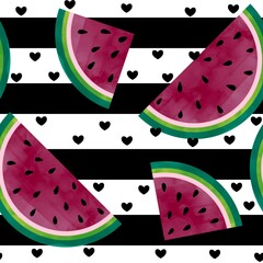 Summer fruit seamless watermelon cartoon slice pattern for clothes print and wrapping and fabrics and kids