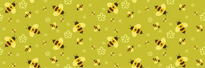 Kids seamless bee pattern for fabrics and packaging and gifts and cards and linens and wrapping paper