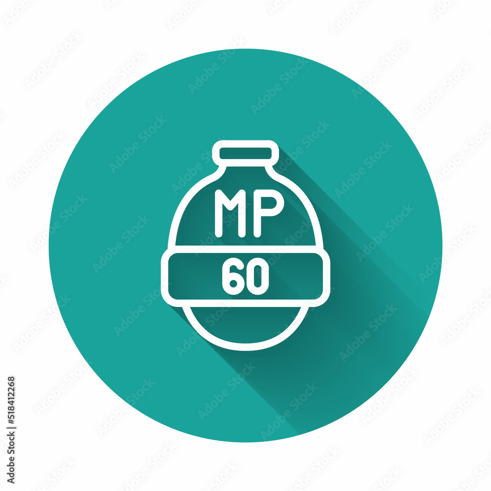 Poster White line Video game bar icon isolated with long shadow background. Green circle button. Vector