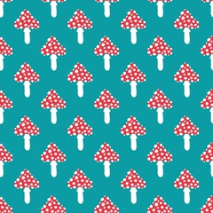 Autumn forest seamless cartoon mushrooms pattern for fabrics and kids and wrapping paper and linens and hobbies