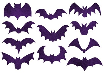 Fototapeta premium Set with Halloween bats for stickers and cards and gifts and fabrics and hobbies and wrapping paper