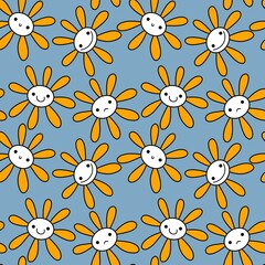 Fototapeta premium Cartoon kids floral seamless flower pattern for fabrics and wrapping and clothes print and notebooks