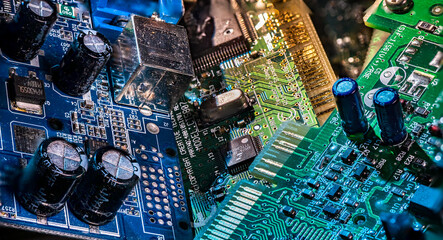 Close up of old computer parts