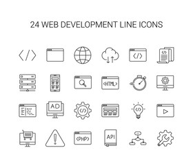 Line icon set. Web development pack. Vector Illustration