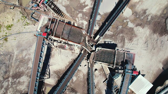 Bird's eye perspective on advanced building site in the middle of nowhere. Human race changing natural environment. High quality photo